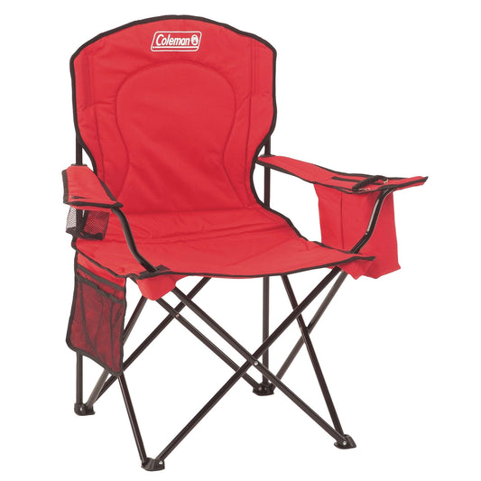 Coleman Portable Camping Chair with 4-Can Cooler, Cushioned Seat & Back with Side Pockets & Cup Holder, Carry Bag Included, Great for Camping, Tailgating, Firepits, Patio, & More