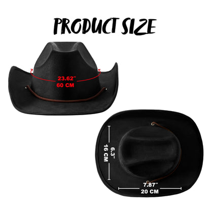 Spooktacular Creations Unisex Western Cowboy Hat, Black Cowboy Hat, Halloween Costume Accessory for Adults and Kids Cosplay Themed Party and Photo-props