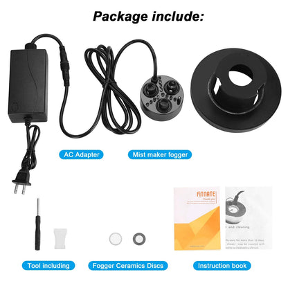 FITNATE Three-Head Mist Maker, Larger Fogger with 12 LED Light Fog Machine 1500ML/H Atomizer for Halloween, Pond, Garden, Rockery,Yard