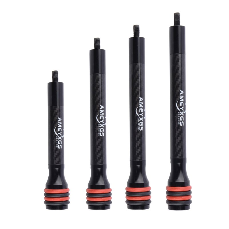 AMEYXGS 6/8/10/12 Inch Archery Bow Stabilizer Carbon Fiber Balance Bar Rod Side Rod Stabilizer Dampen Weight for Compound Bow Recurve Bow Accessory (Black, 12 Inch)