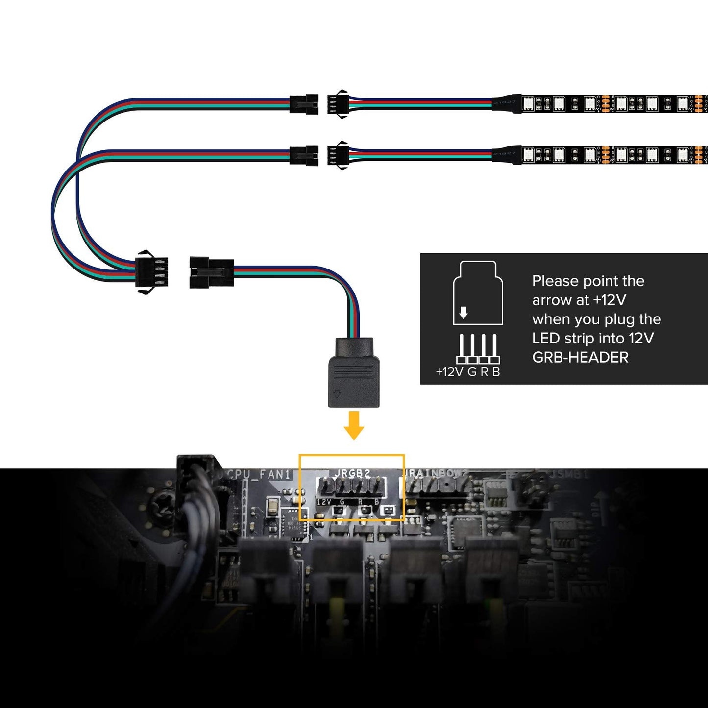 BTF-LIGHTING PC RGB Strip 2PCs 19.7in for 12V 4Pin LED Headers for ASUS Aura Sync, Gigabyte RGB Fusion, MSI Mystic Light