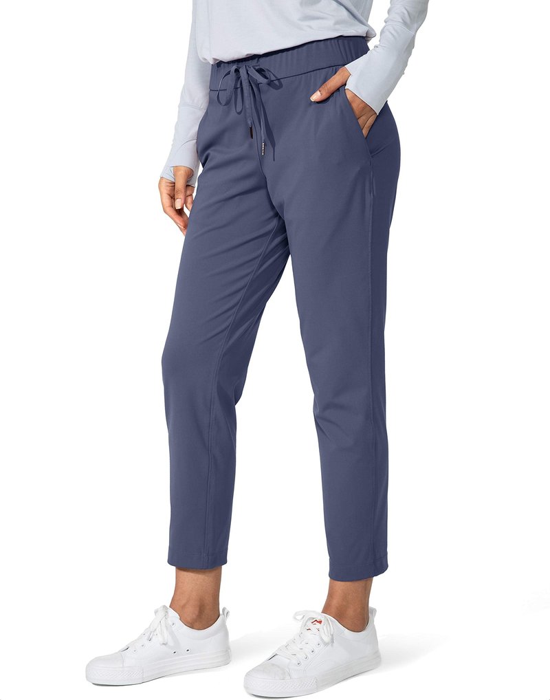 G Gradual Women's Pants with Deep Pockets 7/8 Stretch Sweatpants for Women Athletic, Golf, Lounge, Work (Dusty Blue, XX-Large)