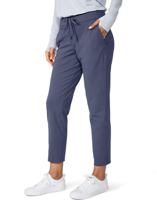 G Gradual Women's Pants with Deep Pockets 7/8 Stretch Sweatpants for Women Athletic, Golf, Lounge, Work (Dusty Blue, XX-Large)