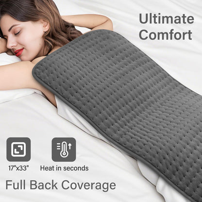 XXXL Heating Pad for Back & Women, Electric Large Heating Pads for Period Cramps Shoulder Neck Legs Pain Relief, 17"x33" King Size Heat Pad, Auto Off, Birthday Mother’s Day Gifts for Mom Dad Women Men