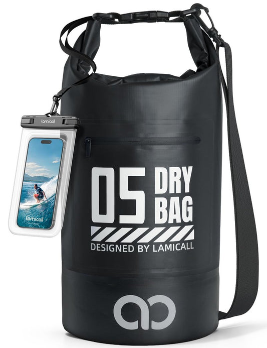 Lamicall Waterproof Dry Bag with Phone Pouch, Floating Roll Top Backpack for Kayaking, Boating, Swimming and Camping