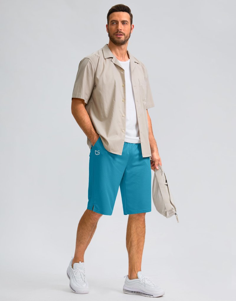 G Gradual Men's Athletic Shorts with Pockets 9" / 11" Long Basketball Shorts Lightweight Quick Dry Gym Workout Shorts for Men(Lake Blue,XXXL)