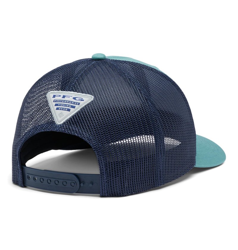 Columbia Unisex PFG Fish Flag Mesh Snap Back - High, Tranquil Teal/Collegiate Navy, One Size