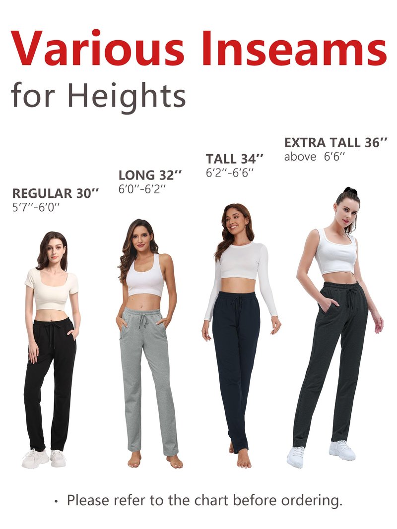 SEVEGO Women's Sweatpants Tall Cotton Yoga Lounge Casual Open Bottom Soft Workout Zipper Pocket Joggers,36",Light Grey,XXL