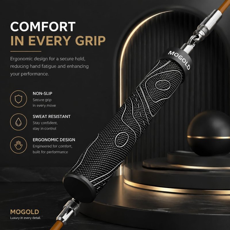 Weighted Jump Rope - Adjustable Length with Interchangeable Weights | Ergonomic Leather Grip for Fitness & Weight Loss