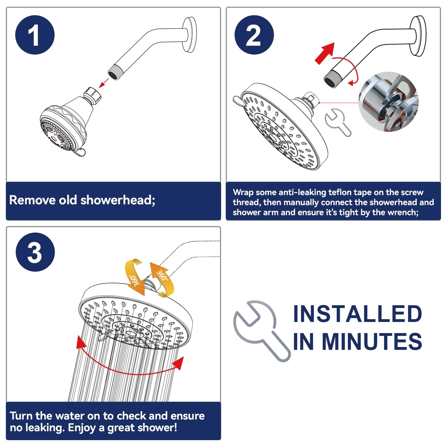 HOPOPRO 5-Mode High Pressure Shower Head - The Washington Post, NBC News, Today TV Show Recommended - High Flow Fixed Showerheads (6 Inch Oil Rubbed Bronze)