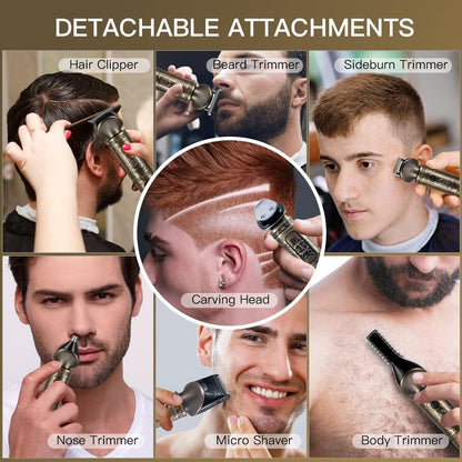 Surker Professional Beard Trimmer Kit - Zero Gapped T-Blade Electric Shaver, Nose & Body Trimmer - Cordless Grooming Kit 7 in 1