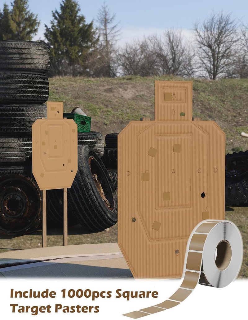 Cardboard Shooting Targets - 30x18in Classic Silhouette with 1000 Pcs Square Pasters | Tactical Training