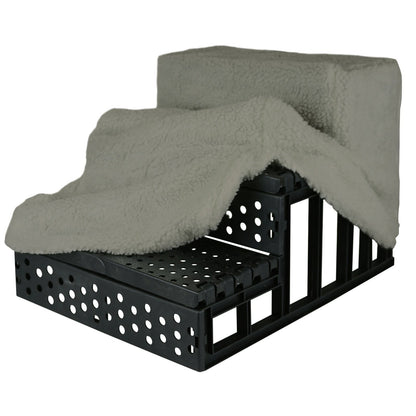 Me and My Easy Climb Fleece Covered Pet Stairs - Grey
