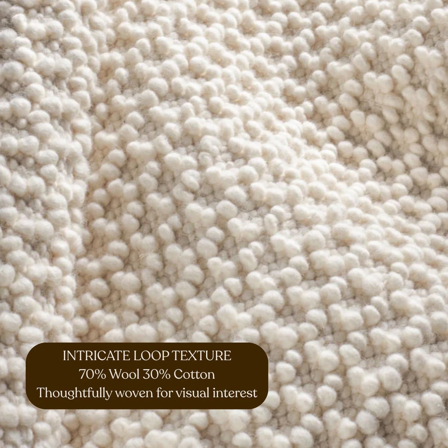 The Knitted Co. Wool Area Rug - Handmade Natural Wool Carpet Rug, Textured Design, Handwoven Ivory Rug - Suitable for Hallway, Bedroom, Dining Room (Ivory- 4'x6')
