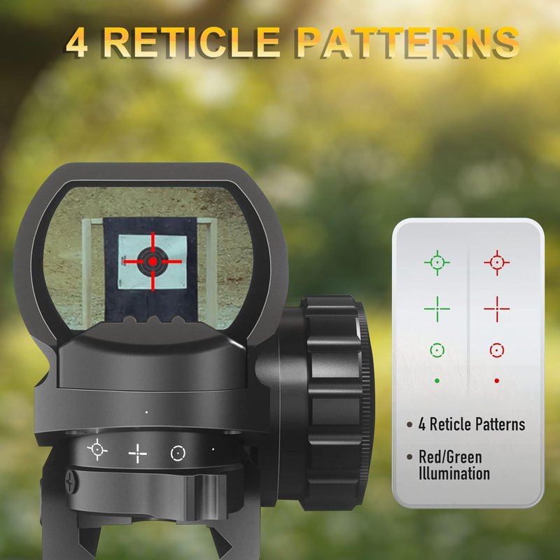 SVITVU Red Dot Sight, Red and Green, Reflex Rifle Scope Dot Sight with 4 Different Reticles, 20mm Rail Mount, Absolute Co-Witness (Reticles Red and Green)