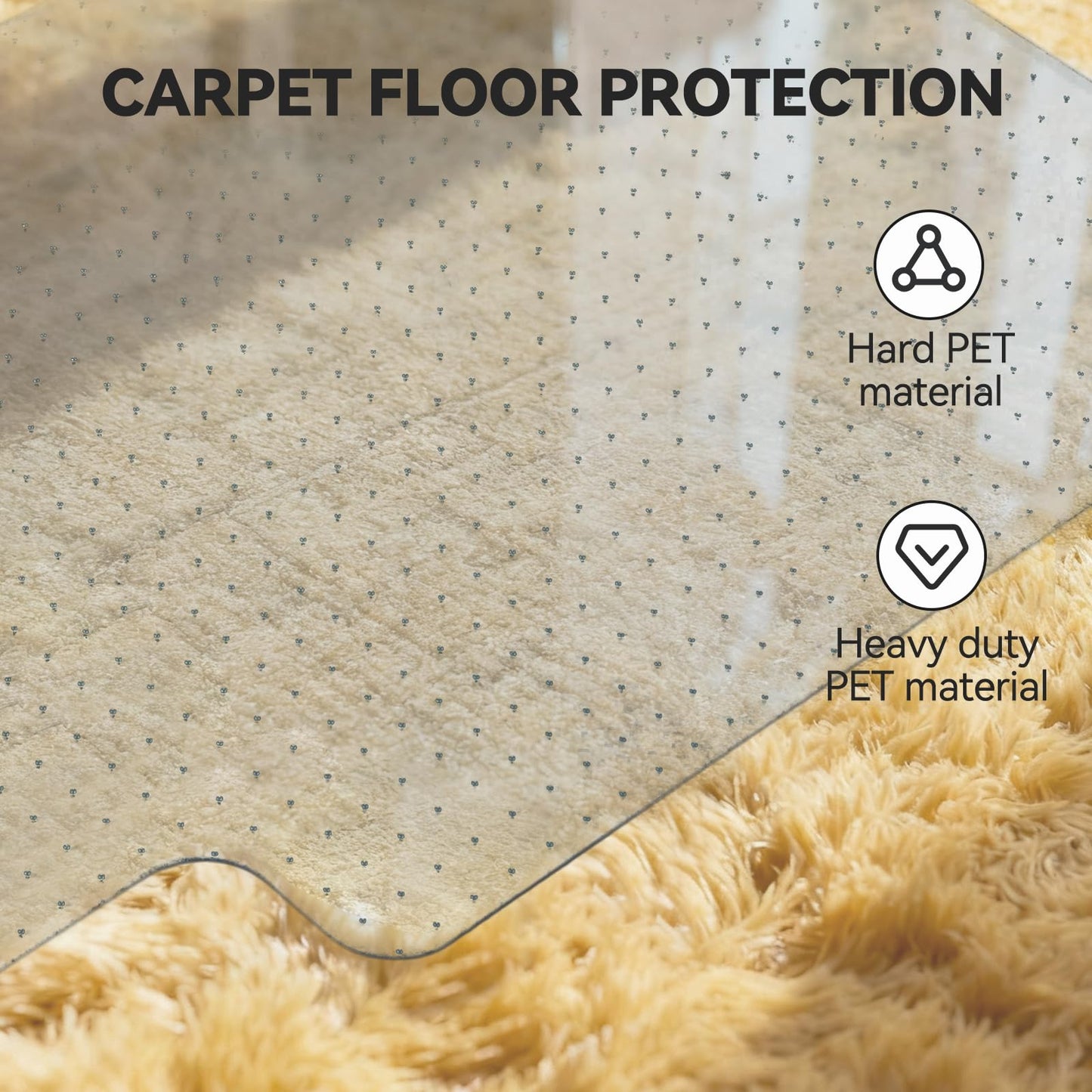IMEASON Office Chair Mat for Carpet with Lip, Flat Shipping Heavy Duty Hard Clear Chair Mats, Under Desk Protector Floor Mat, Smooth Glide Plastic Rolling Computer ChairMat (32x48 Inch)