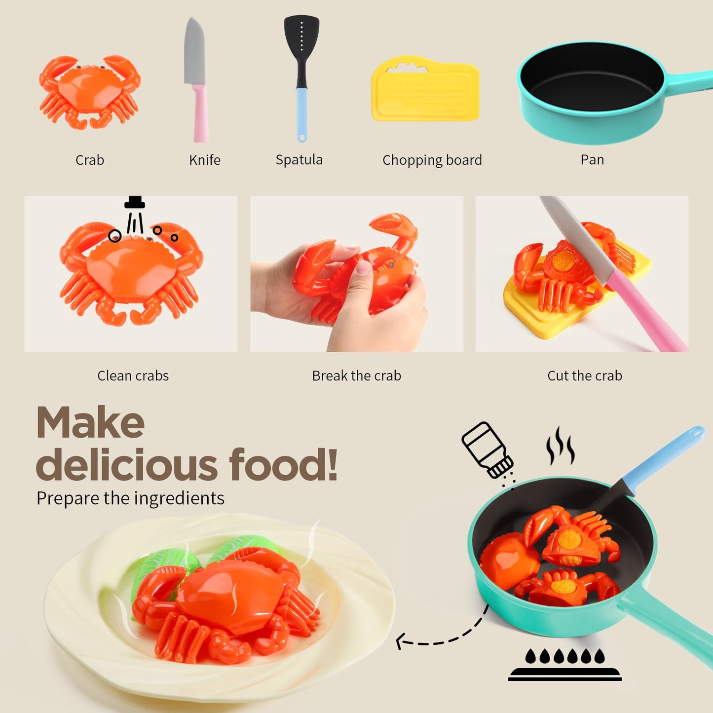 GILOBABY Play Kitchen Accessories, Play Food Sets for Kids Kitchen Playset with Pots and Pans Set, Cooking Utensils, Preschool Learning Education Toys for Toddlers, Birthday Gifts for Girls (Pink)