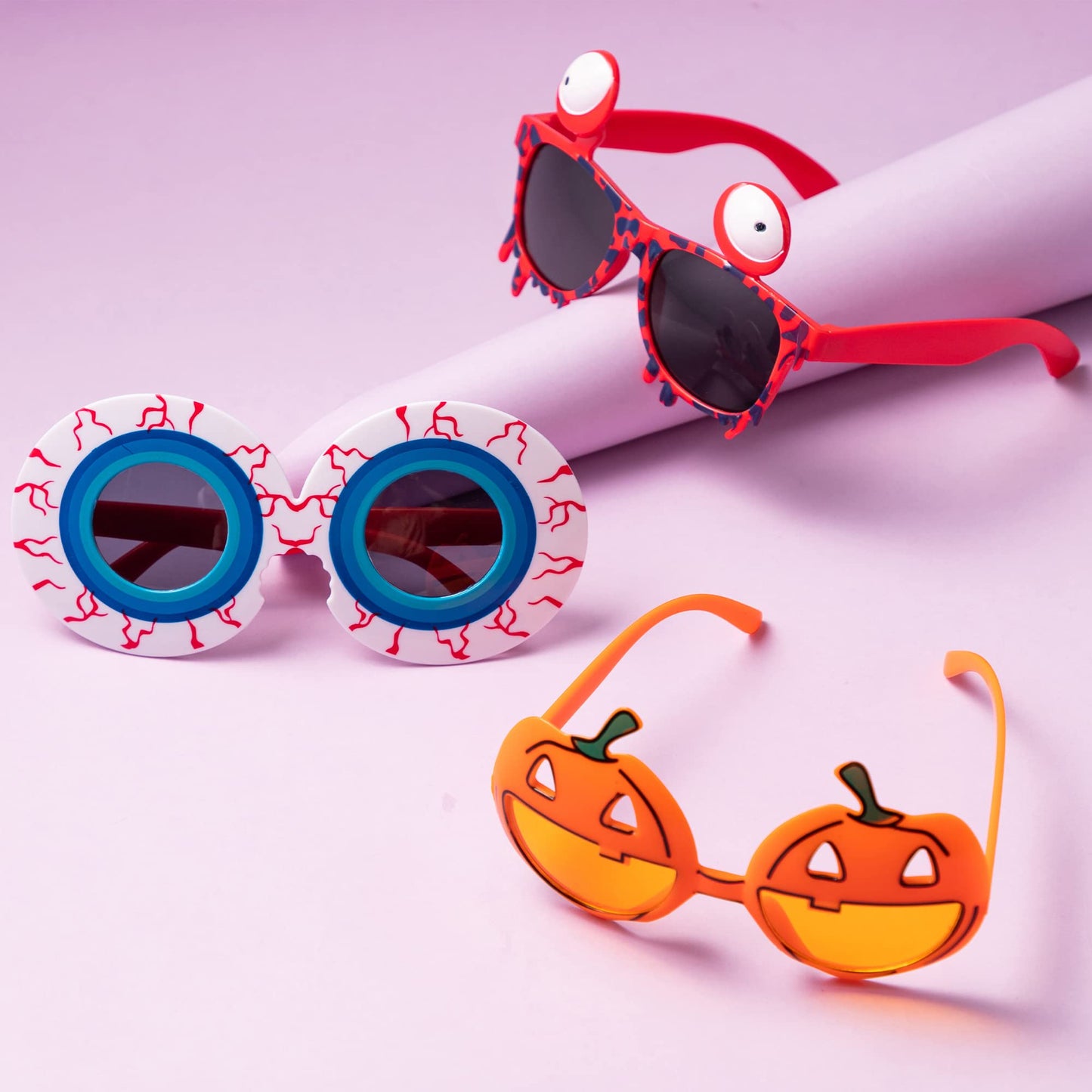 JOYIN 8 PCS Halloween Party Glasses for Kids, Funny Fake Sunglasses with Pumpkin Eyeball Design, One Size Terrifier Disguise Eyeglasses for Dress up Costume Accessories, Photo Booth Props Sunglasses