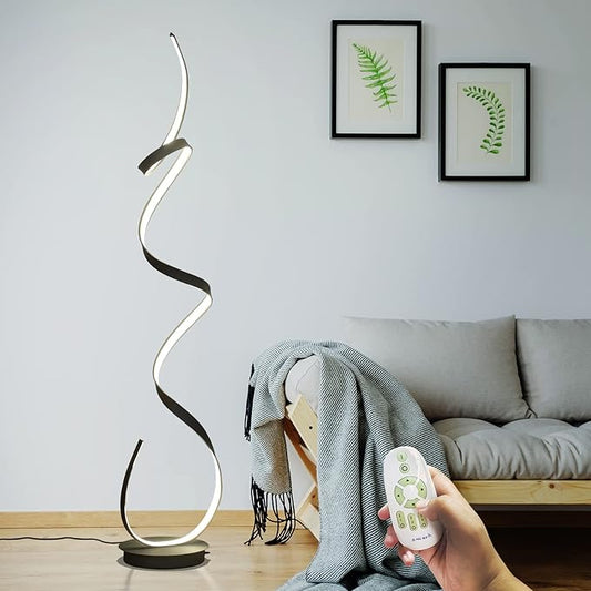60W 3 Color Temperature LED 59inches Floor Lamp with Remote Control for Living Room,Bedroom,Office Lighting… (Black)