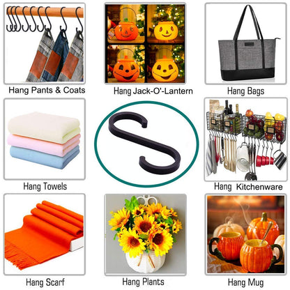 GAViA Heavy Duty S Hooks, S Shaped Hooks Hanging Hooks Matte Black S Hooks for Hanging Pots and Pans, Plants, Coffee Cups, Clothes, Bags, Towels in Kitchen, Bedroom, Office, Garden, Bathroom, 20 Pack