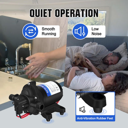 ECO-WORTHY RV Fresh Water Pump 12V DC 3.5GPM 45PSI with Pressure Switch, 12Volt Self Priming Water Pressure Diaphragm Pump On demand for RV Yacht Camper Sprayer Food Truck Black