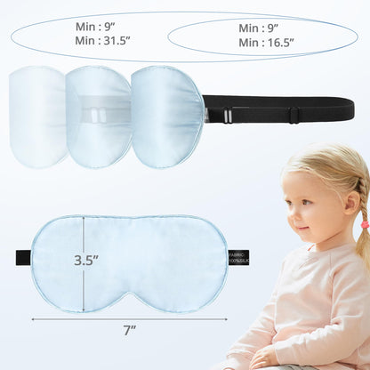 Kids Sleep Mask Eye Cover, 100% Real Natural Pure Silk Eye Mask with Adjustable Strap, Blindfold Kids Eye Mask for Sleeping, Eye Shade for Boys Girls and Adult, Pressure-Free Comfort (Black)