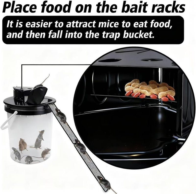 Bucket Lid Mouse Trap - Durable Metal 5 Gallon Design | Humane & Lethal Options, Auto Reset for Indoor/Outdoor Use