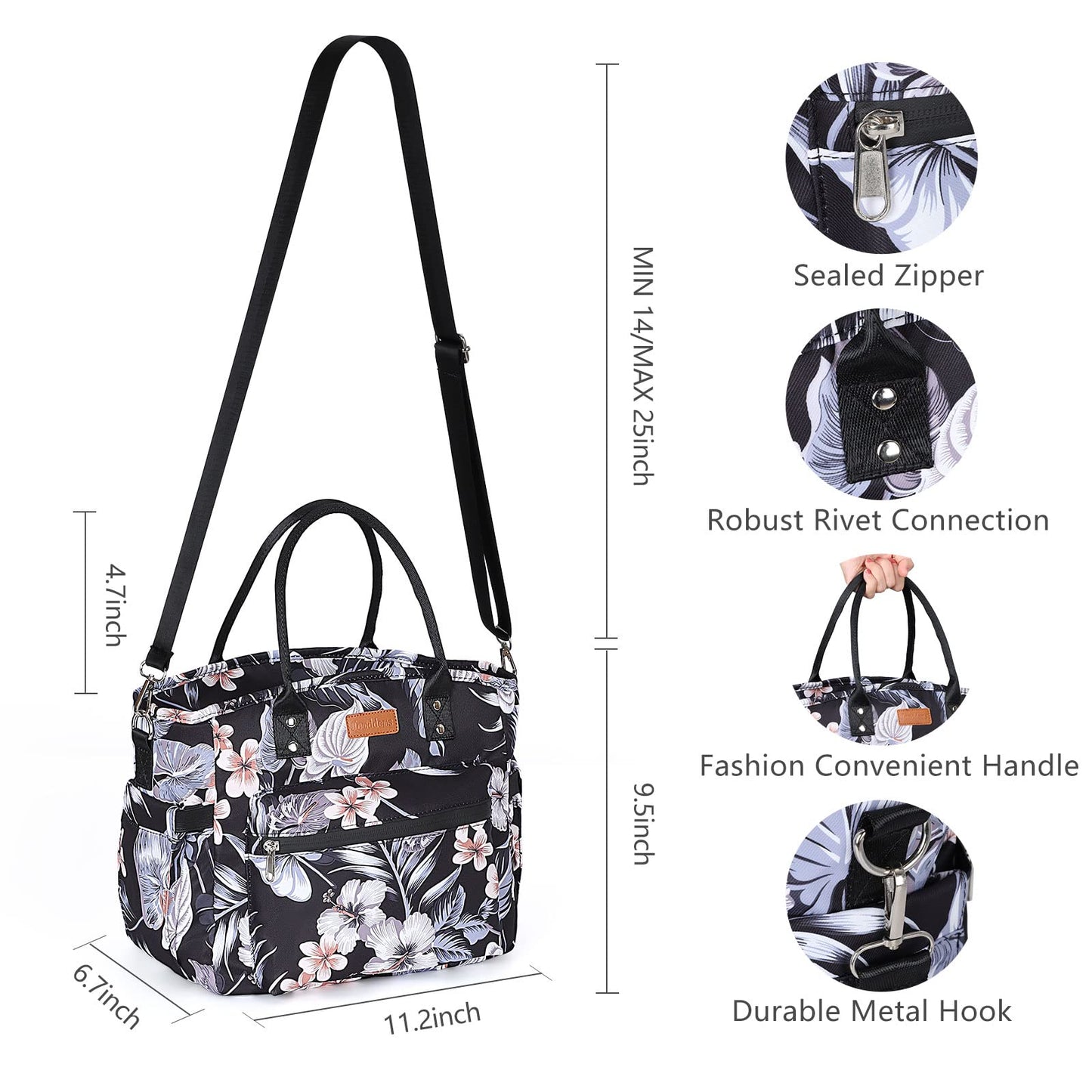 Insulated Lunch Bag for Women/Men,LeakProof Adult Lunch Box,Large Lunch Tote Bag with Removable Shoulder Strap,Portable Reusable Lunch Cooler Bag for Office Work Picnic Beach