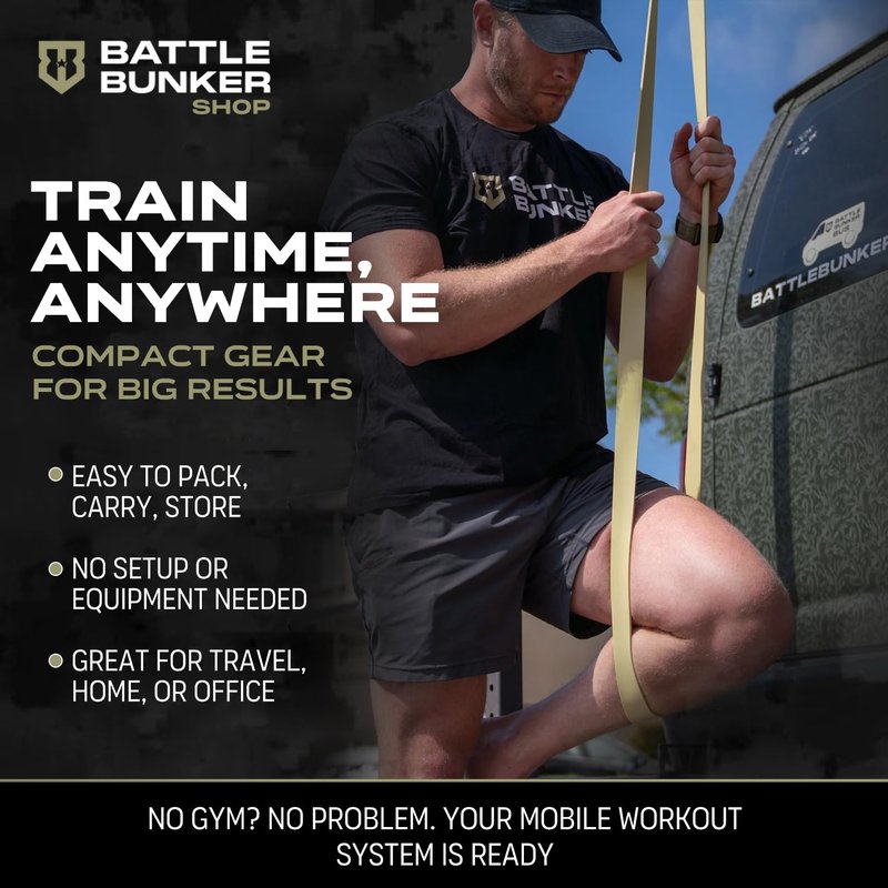 Battle Bunker Thick Resistance Bands Set for Pull Up Assist (3 Pack, 10–125 lbs) – Heavy Duty Workout Bands for Strength Training, Home Gym & Stretching – Durable Exercise Bands for Men & Women