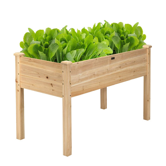 Giantex Raised Garden Bed, Wood Planter Box with Legs, Drain Holes, Elevated Garden Bed for Vegetables, Standing Garden Container Planter Raised Beds for Backyard, Patio, 49" Lx23 Wx30 H