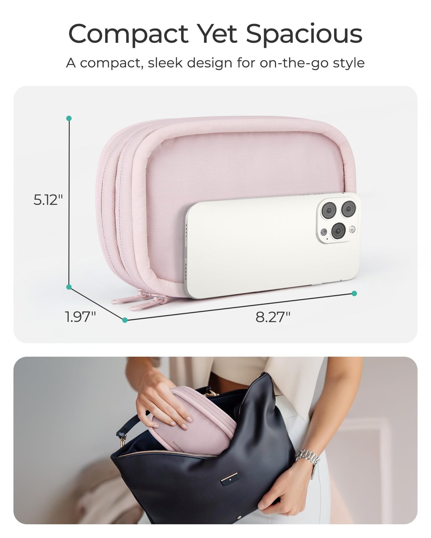 BAGSMART Electronics Organizer Travel Case, Cord Organizer for Women, Travel Cable Bag (Beige)