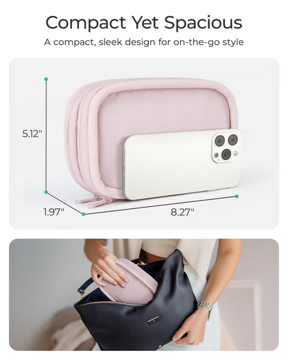 BAGSMART Electronics Organizer Travel Case, Cord Organizer for Women, Travel Cable Bag (Beige)