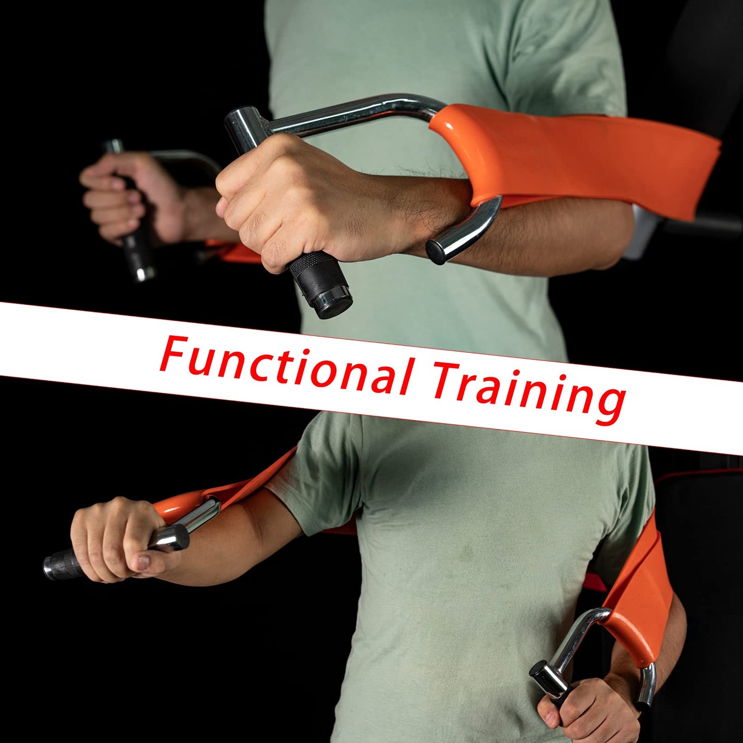 ACBEE Upgrated Pull Up Assistance Resistance Bands Handles, Unique Steel Stretch Elastic Exercises Band Attachment Handles with Rubber for Pull-up Bars Workouts Home Gym (Rubber Metal Handles)