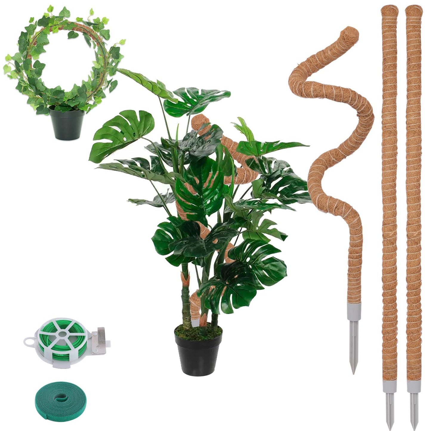 3 Pack Moss Pole, 30 Inch Monstera Plant Support， Moss Poles for Climbing Plants Indoor DIY, Coco Coir Plant Pole Moss Plant Stick Support Stake Kit for Potted Plants, Pothos, Philodendron