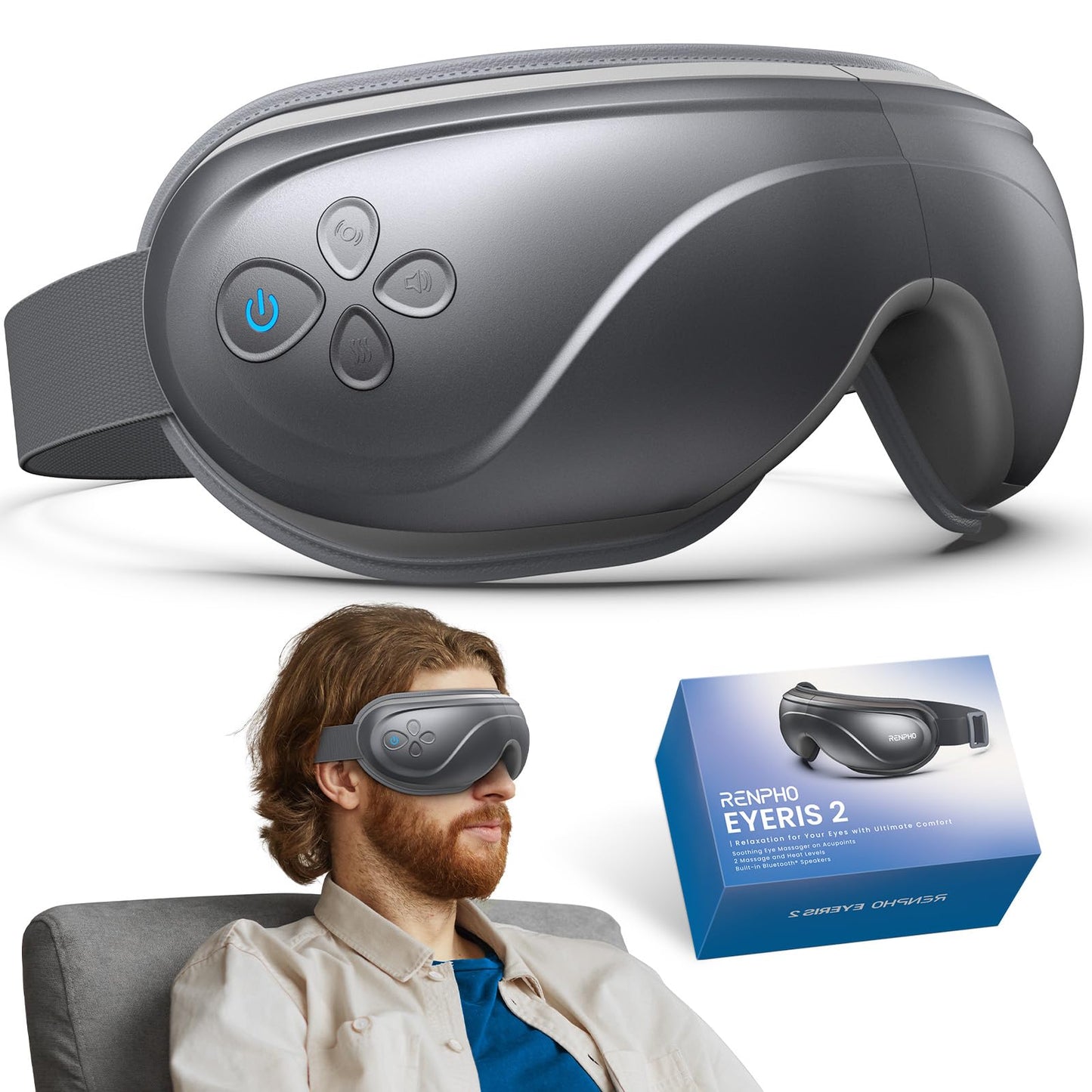 RENPHO Eye Massager with Heat, Valentines Day Gifts for Her Him Birthday Gifts for Women Mom, FSA Eligible HSA Eye Mask for Migraine,Sleep Mask for Dry Eyes Relax, Handheld Massager Eyeris 1
