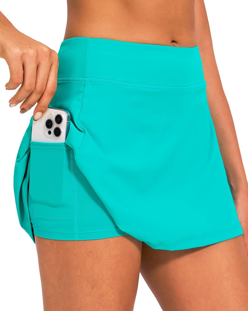 Stelle Women Tennis Golf Skirts High Waisted with Pockets Inner Shorts for Athletic Skorts Sports Running Pickleball (TQ,XL) Turquoise
