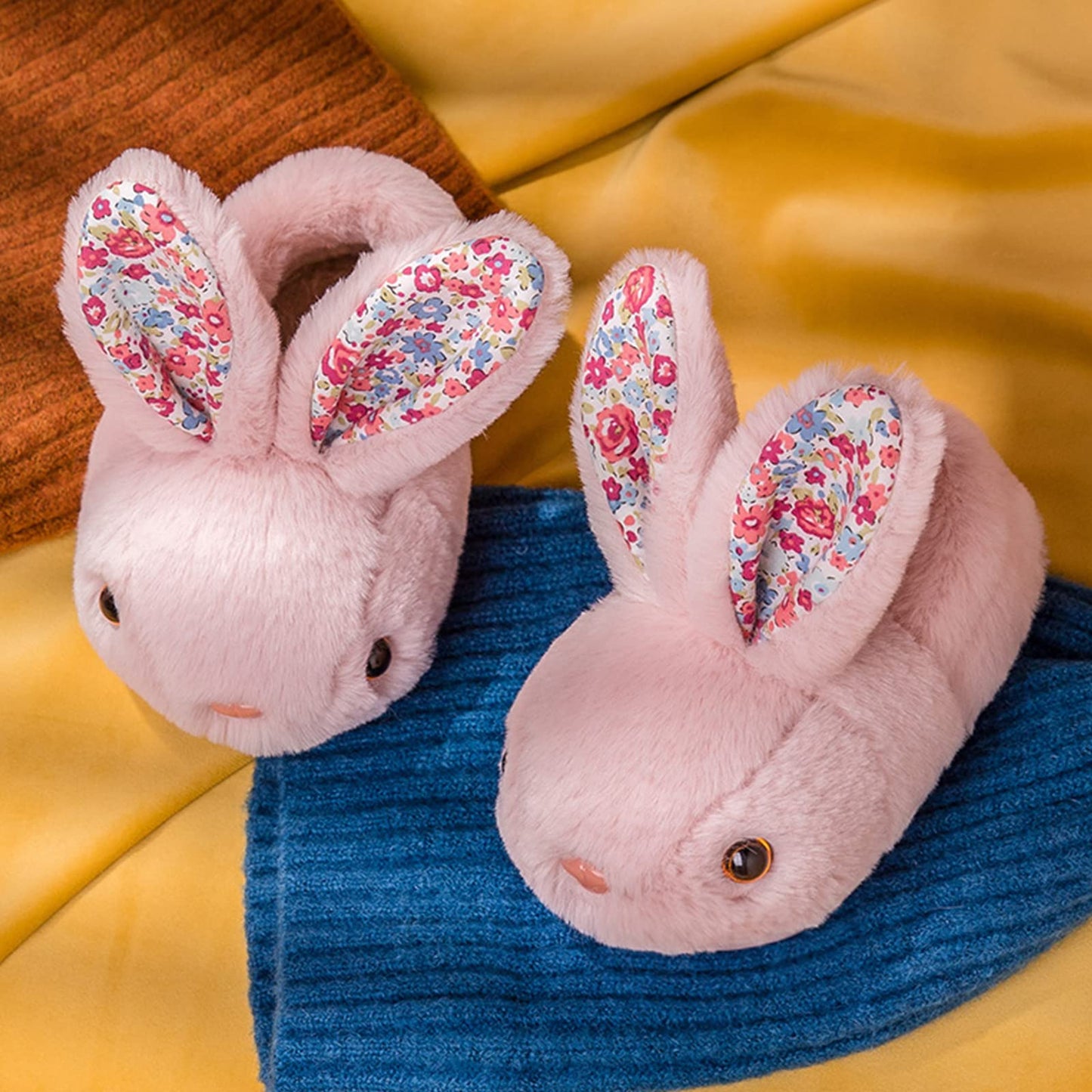 Hitopteu Kids Bunny Slippers - Cute Plush Winter Warm House Shoes Anti-Slip Rabbit Slippers for Toddler Boys & Girls Pink A 6-7 UK 24-25 EU 170