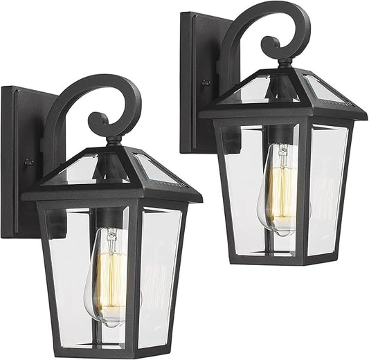 Outdoor Light Fixtures Wall Mount, Waterproof Exterior Wall Lanterns with Glass, Outside Wall Sconces, Front Porch Lights for House Garage Doorway Patio (Small, 2Pack)