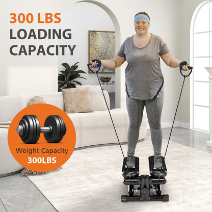Sweetcrispy Mini Stair Steppers with Resistance Bands for Exercise at Home, Portable Exercise Twist Stepper Machine for Full Body Workout, 300LBS Capacity
