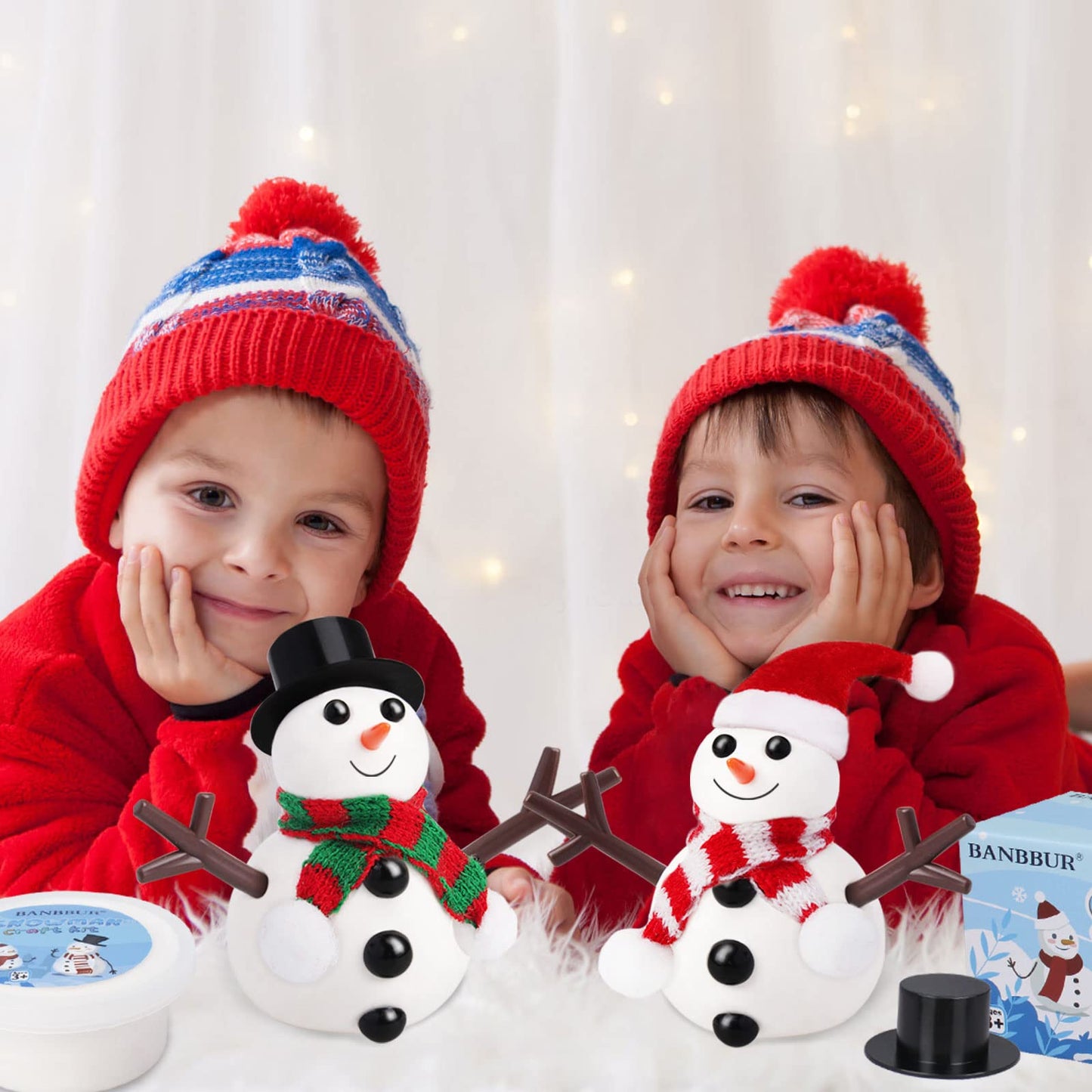 9 Pack Build a Snowman Kit Snowman Crafts for Kids,Modeling Clay Snowman DIY Kit, Christmas Stocking Stuffers for Kids,Christmas Crafts Xmas Gift