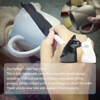Couple Gifts Cute Kissing Cat Mug Matching Couples Stuff Ceramic Coffee Mugs for Wedding Gifts Anniversary Valentines Engagement Gifts for Couples Cat Lovers 12oz
