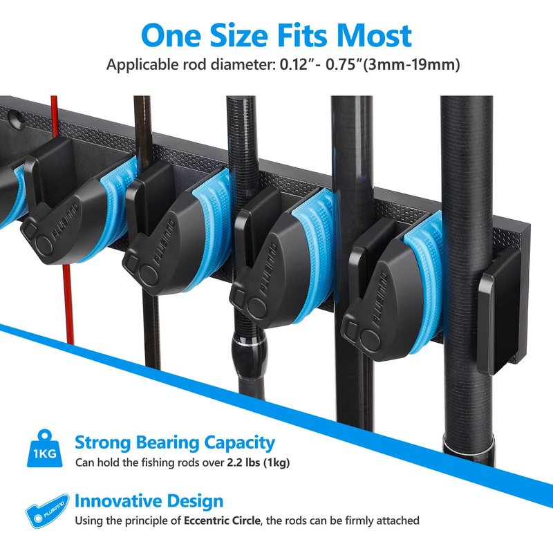 PLUSINNO 2 pack Vertical Fishing Rod rack, Wall Mounted Fishing Rod holder, 2 Packs Fishing Pole Holders Hold Up to 18 Rods or Combos, Fishing rod holders for garage, Fishing Gear and Gifts for Men