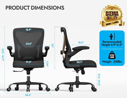 Ergalithic Ergonomic Office Chair - X-Shaped Computer Desk Chair Comfy, Gaming Chair, Office Chair with Lumbar Support, Mesh Office Chairs, Desk Chair for Long Hours(Black Gold)