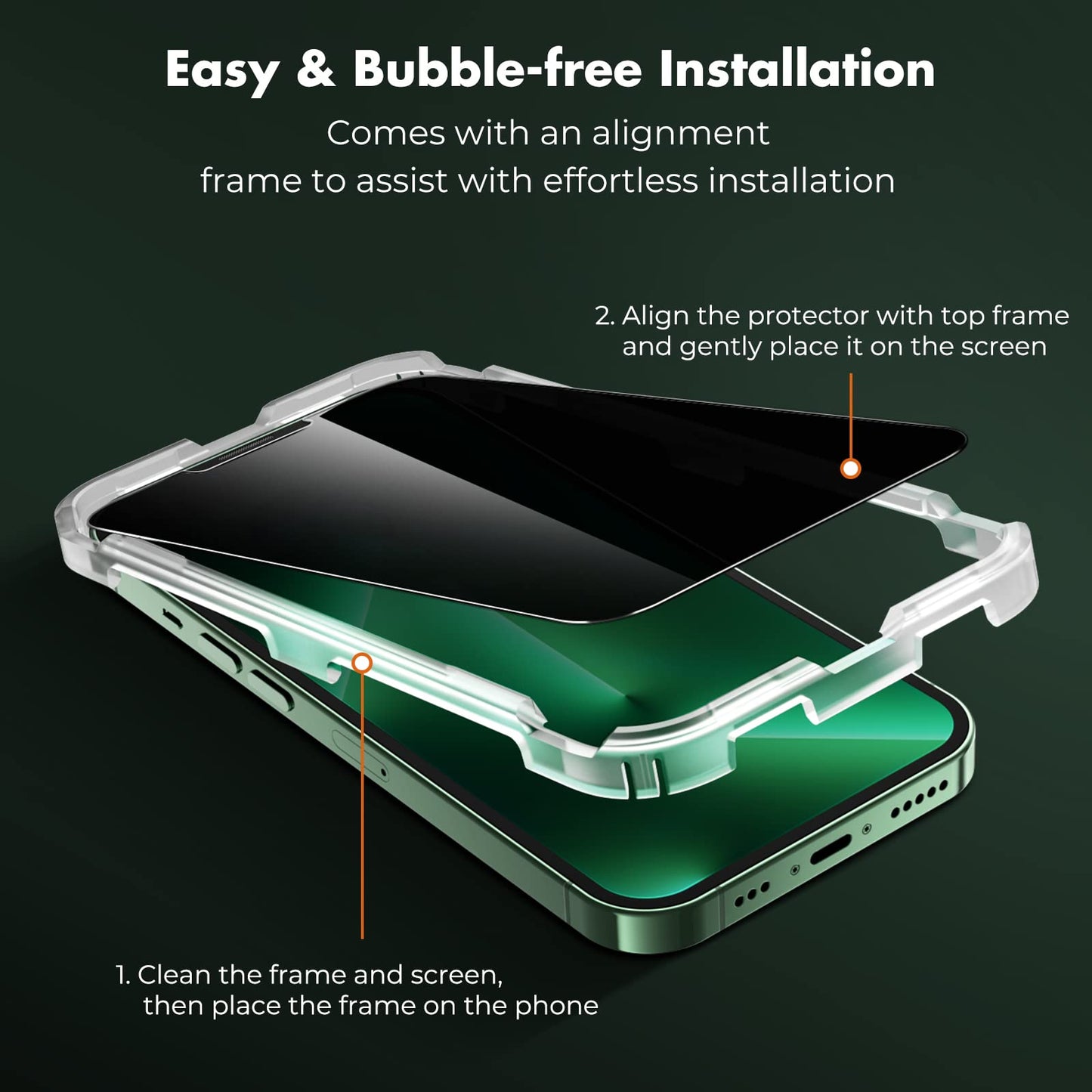 UNBREAKcable Privacy Screen Protector for iPhone 14/ iPhone 13/13 Pro, Tempered Glass [True 28°Anti Spy] [9H Hardness] [Case Friendly] Private Protector for iPhone 6.1" - 2 Pack