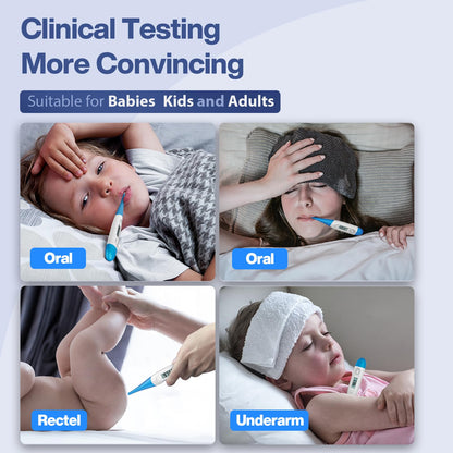 Boncare 10 Seconds Oral Thermometer for Adults and Kids - Accurate & Safe Rectal Thermometer for Baby with Fever Alarm, Digital Thermometer FSA HSA Eligible (Light Blue)