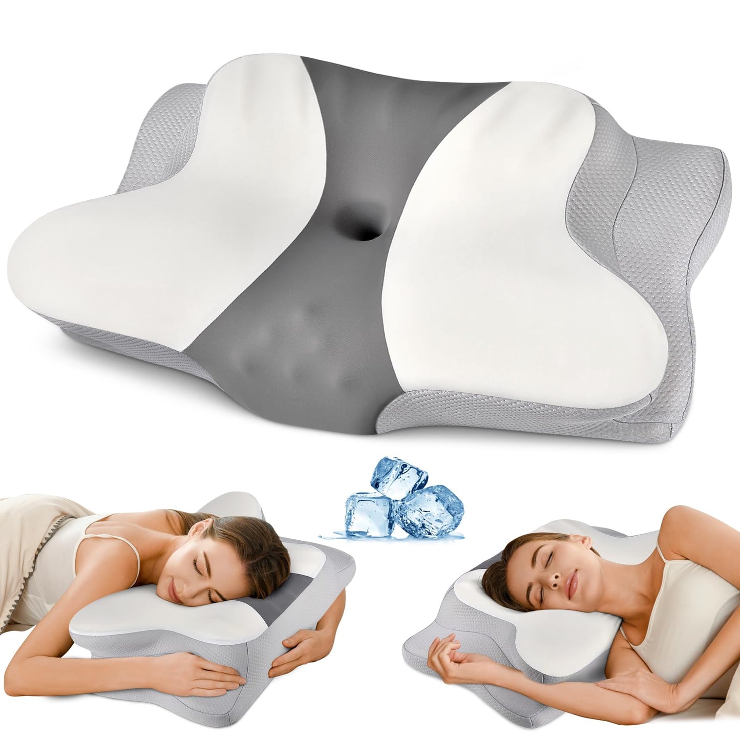 Cervical Pillow for Neck Pain Relief - Ergonomic Pillow for Sleeping Side Sleeper Pillow for Adults, Contour Neck Pillow Cooling Memory Foam Pillows, Orthopedic Bed Pillow for Back Stomach Sleepers