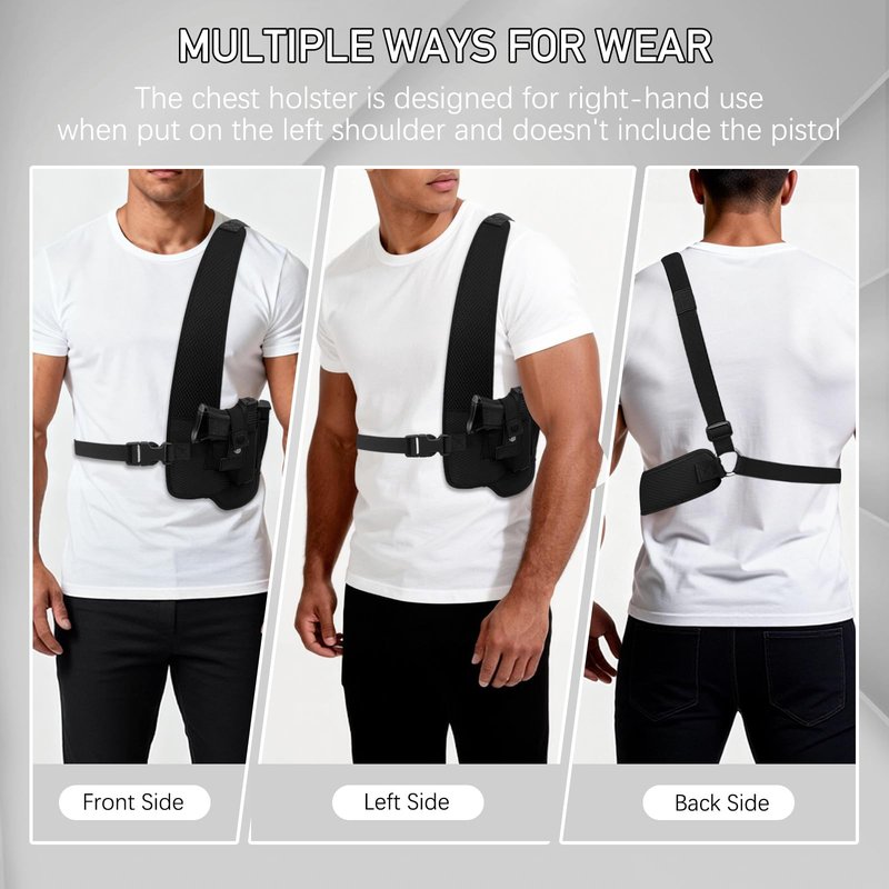 AIKATE Shoulder Holster for 9mm, Gun Shoulder Holster for Men with Magazine Pouch, Universal Chest Holster Fits Subcompact and Compact Pistols for S&W Bodyguard, M&P Shield 9mm, Glock 17, 19, 26, 43