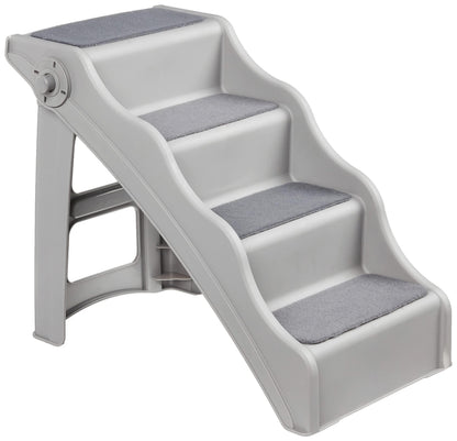 Amazon Basics Foldable Dog Steps for Bedroom and Sofa, Grey, 60.7 x 40.9 x 50.2 cm