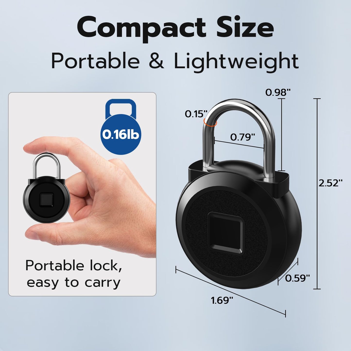 Fingerprint Lock, Dhiedas Gym Locker Lock with Fingerprint Bluetooth APP, Biometric Fingerprint Padlock with Keyless, Waterproof Smart Padlock for Locker School Suitcase Cabinet Storage
