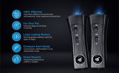 Bark Begone 2023 Ultrasonic Dog Bark Deterrent & Behavior Corrector - Stop Barking, Jumping, Aggression Without Yelling - Just Point & Press! Backed by Kevin Harrington from Shark Tank